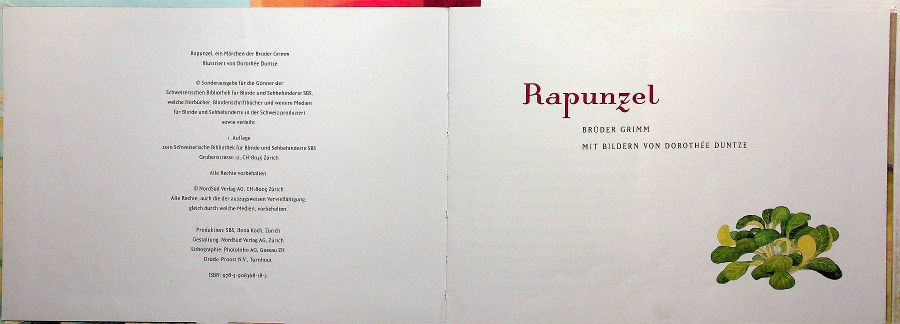 Libri: Brüder Grimm: Rapunzel Bilder Dorothe Duntze – Usato da Reitnau venduto da Zaomir 1