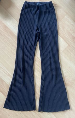 Ripp-Hose, weites Bein, Schwarz Gr. XS