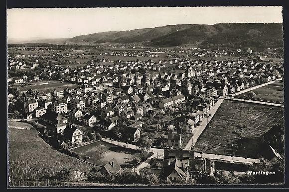 Cartoline postali: Wettingen, Totalansicht mit Strasse aus  – Usato da Berlin venduto da bartko-reher