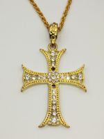 Modeschmuck Kreuz Anhängerkette goldfarbig mit Strasssteinen