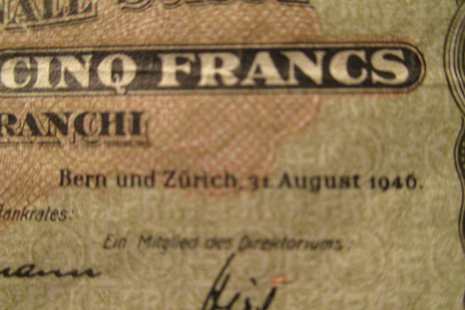 Banconote: 5 Franken-Note vom 31. August 1946 – Nuovo (secondo la descrizione) da Lützelflüh-Goldb venduto da wli_9wqr 3
