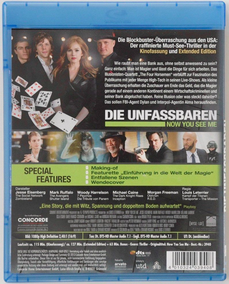 Tutti i DVDs: Die Unfassbaren - Now You See Me – Usato da Remetschwil venduto da ufischer19 1