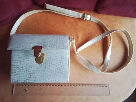 Elegante Damenhandtasche Weiss Kroko-Optik Vintage 1960er