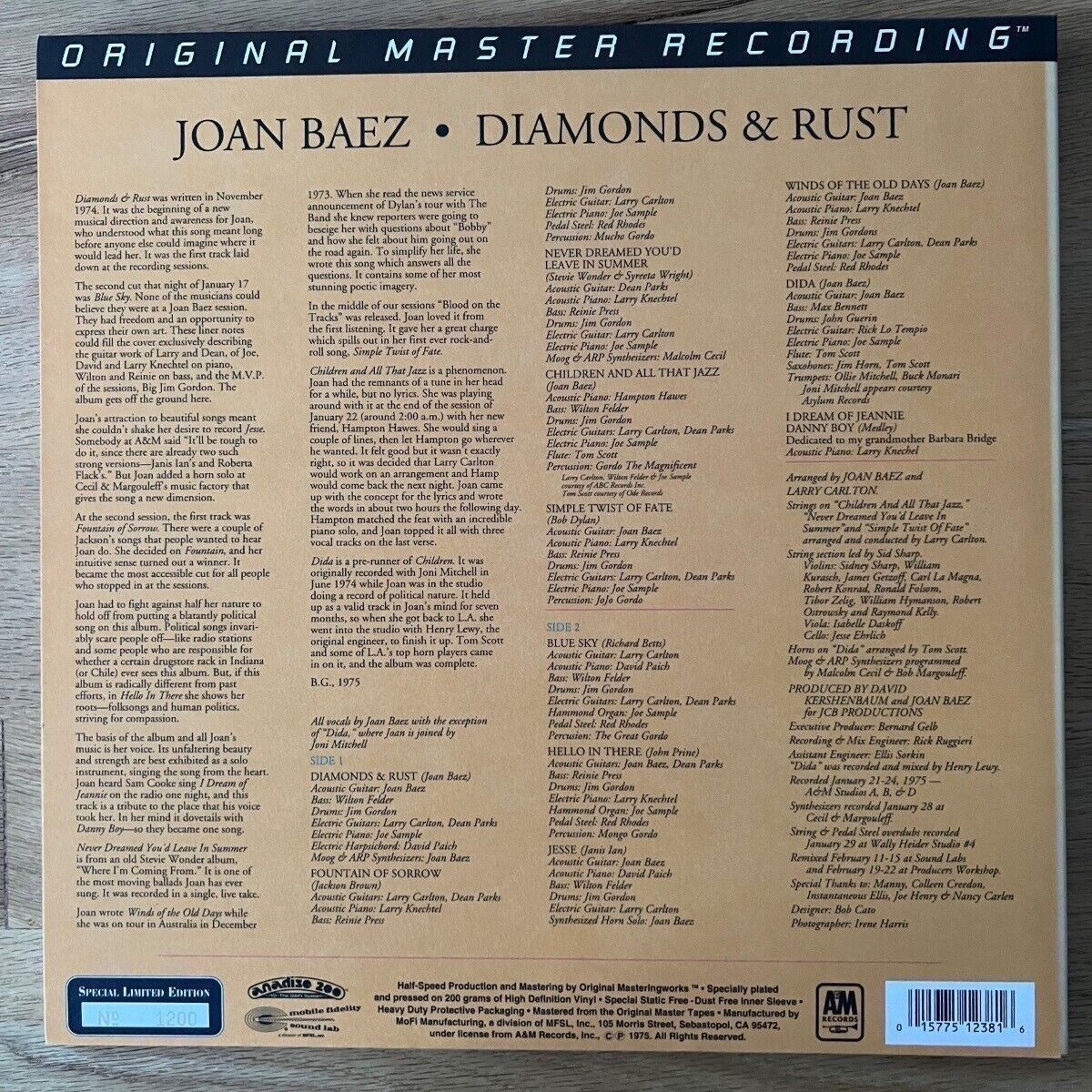 Dischi in vinile: Joan Baez - Diamonds & Rust / Audiophile MFSL 1995 - TOP – Usato da Gais venduto da soundcave57 1