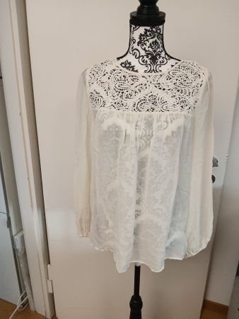 Spitzenbluse von HALLHUBER DONNA -Gr. 38, Creme,