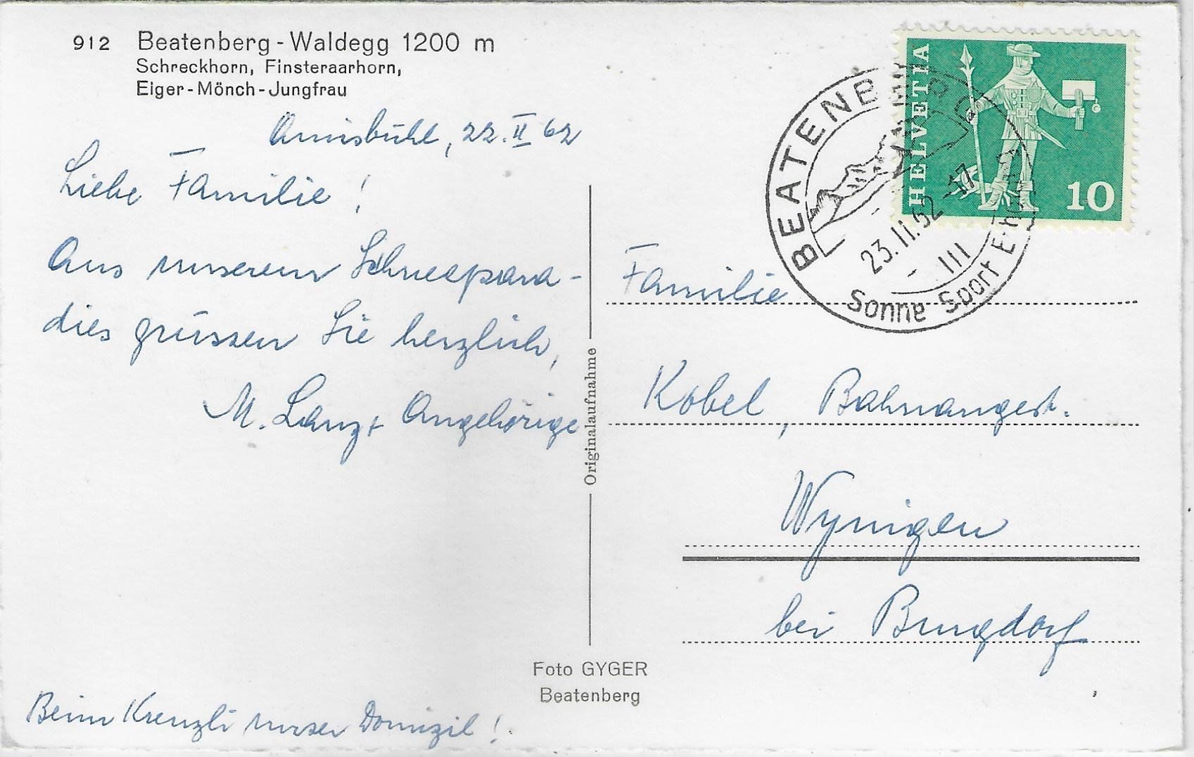 Cartoline postali: Beatenberg-Waldegg im Winter en hiver – Usato da Ettingen venduto da Kartenplanet 1