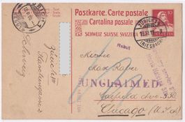 Schöne PK Zürich-Chicago-Zürich1 Rebuts, Ministempel "Rebut"