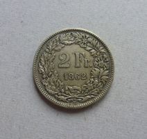 Schweiz ++ 2.- Franken 1862, gute Erhaltung