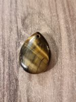 1 Anhänger aus Tigerauge, Tropfenform 25×18 mm