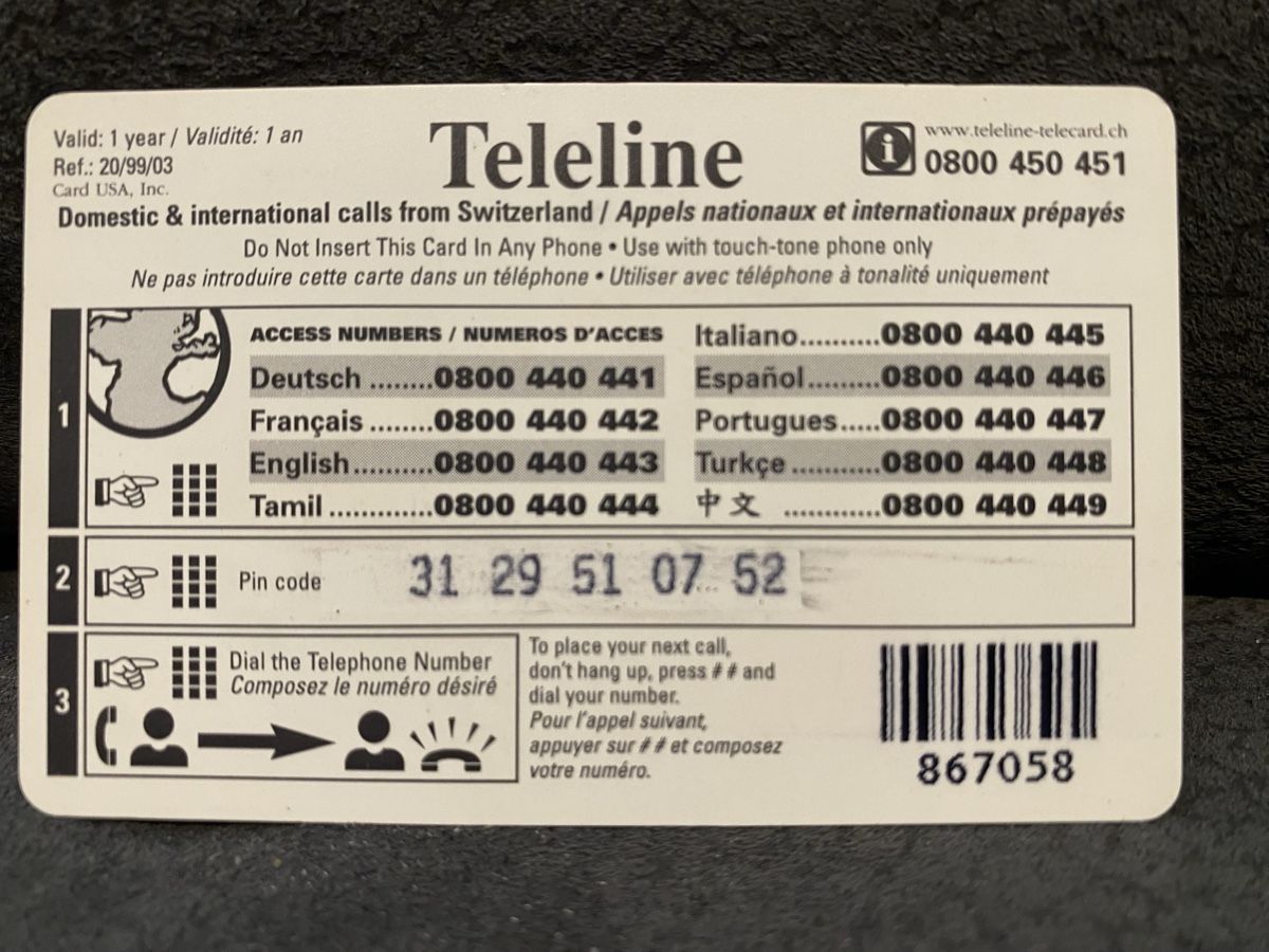Telefon- & Taxkarten: Teleline – Gebraucht aus Lausanne von babacard10 1