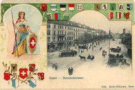 Basel  BS  - Tram & Pferdekutschen / Bahnhofstrasse  um 1905
