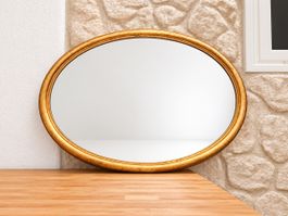 Wandspiegel oval mit goldenem Holzrahmen