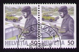 1988_738H3_Markenheft POSTBOTE_PAAR_ET-Halb-O 8.9.88 BERN 1!