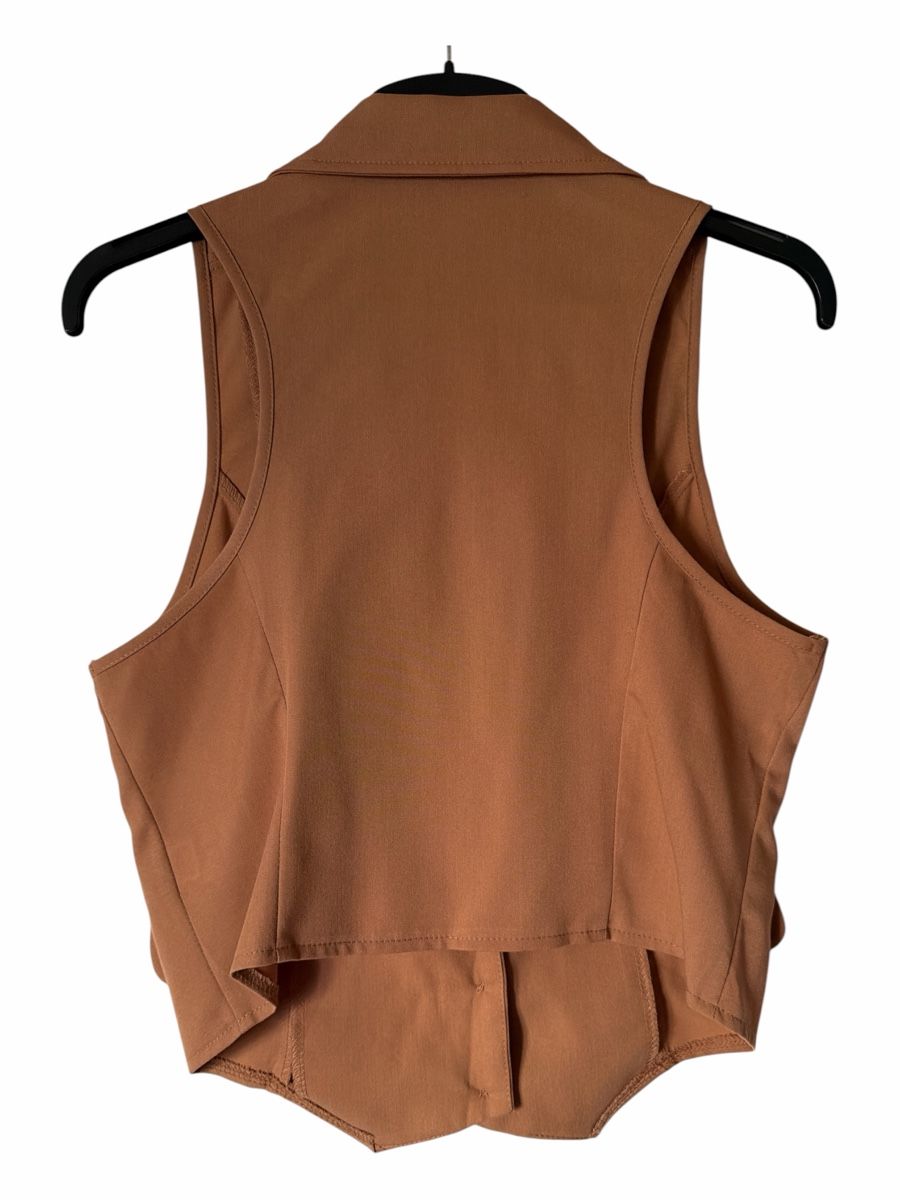 Shein Gilets: Shein Vest Brown Button Front Collared Size M New – Neuf avec emballage d'origine à Brunnen par Sandy_closet1 2