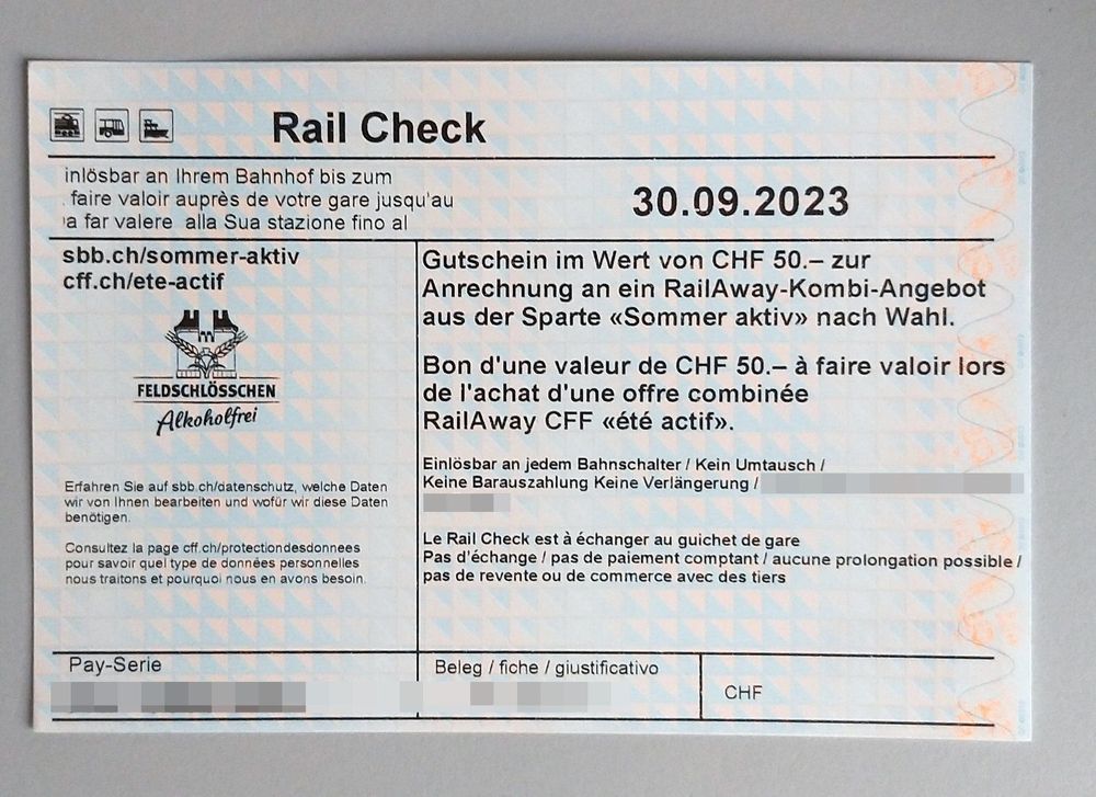 SBB RailAway Gutschein Rail Away Ticket (Neu und originalverpackt) in ...