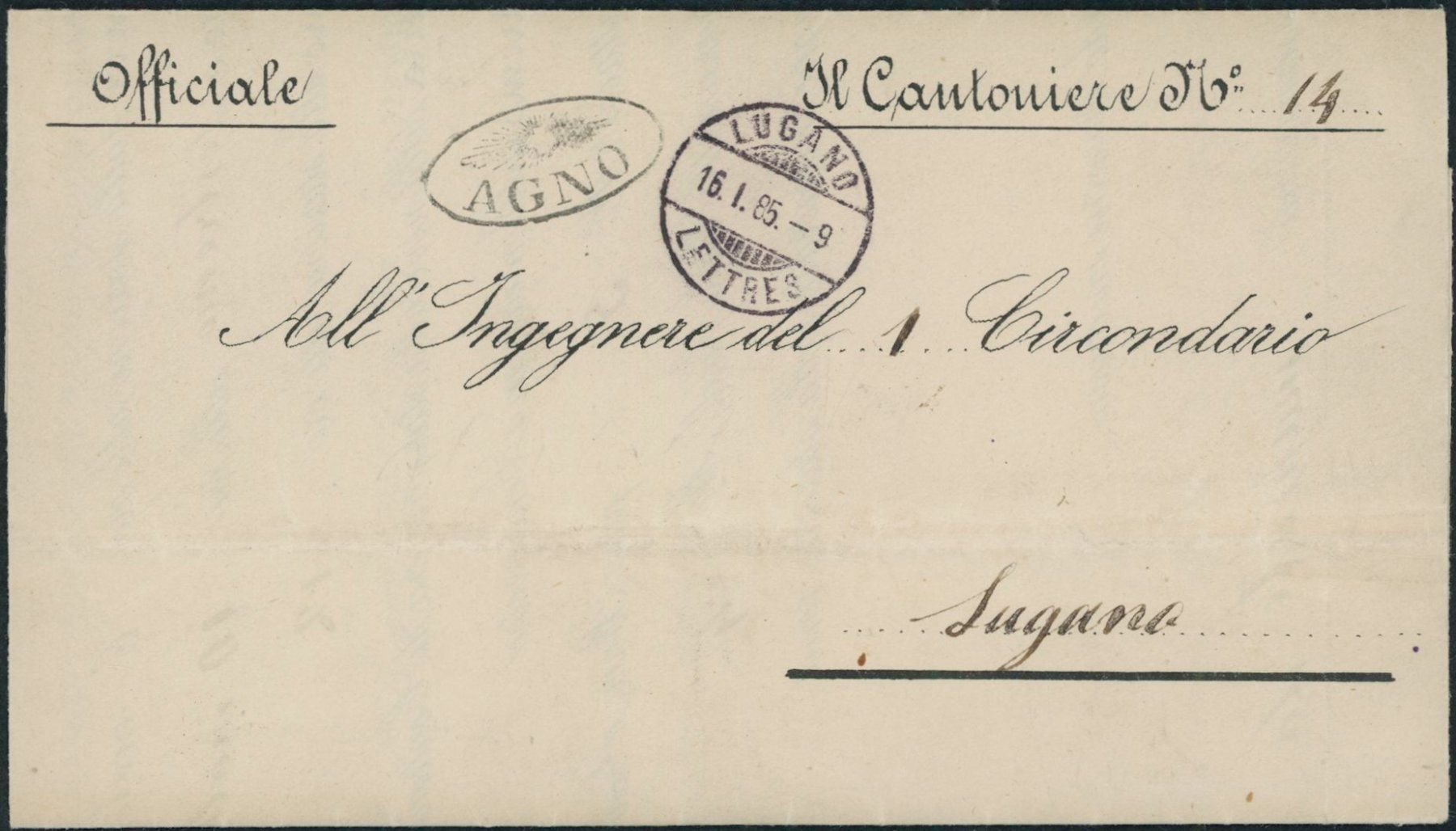 Tutti i francobolli: TI Agno - Strahlenstempel - Lugano - Brief – Usato da Schindellegi venduto da leecollect