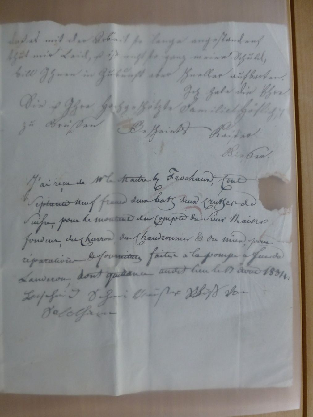 Dokumente: Solothurn nach Le Landeron??  1834, Rechnung – Gebraucht aus Bettlach von 1saurer 5