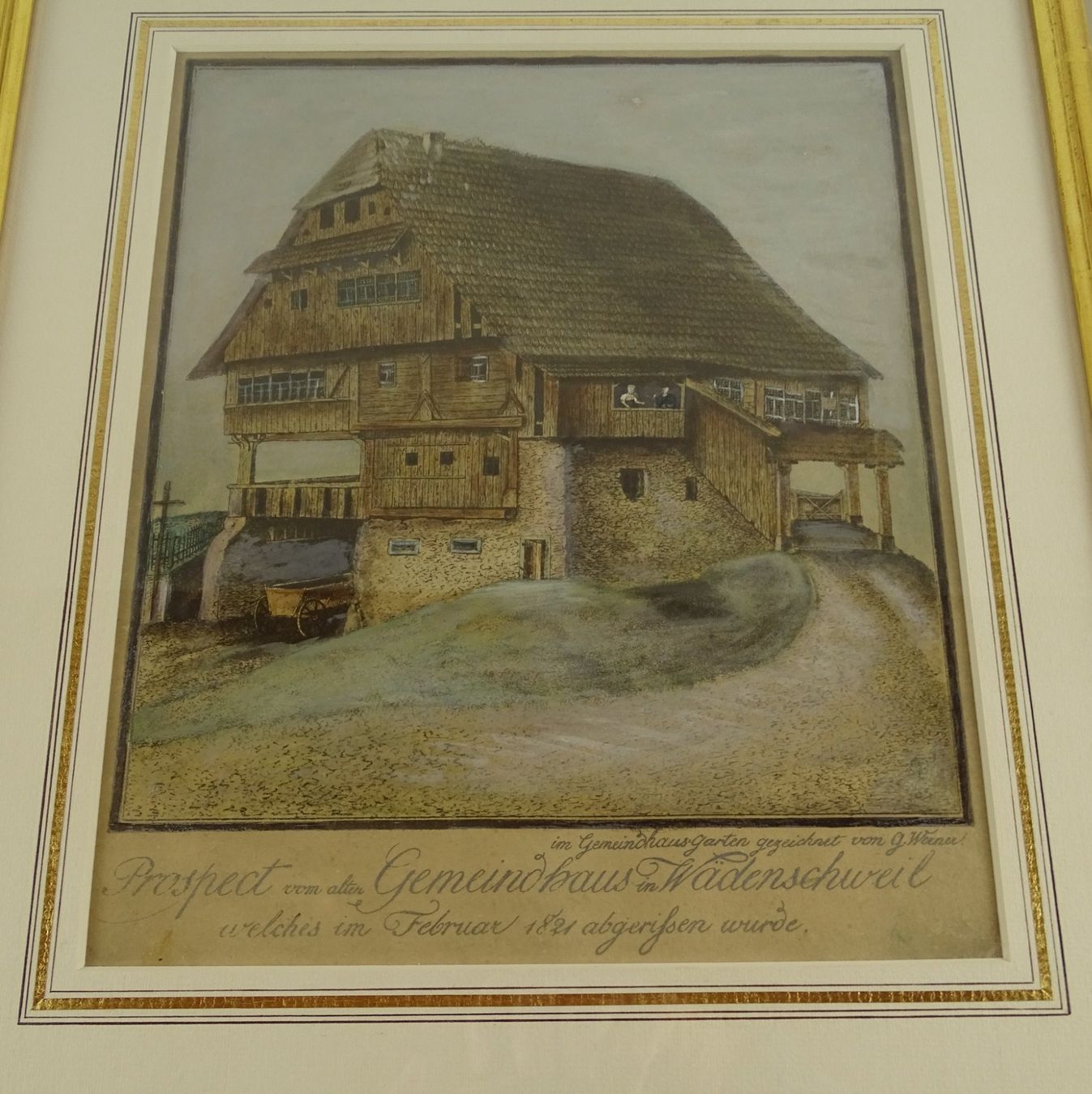 Incisioni: WÄDENSWIL, GEMEINDEHAUS, LITHOGRAPHIE UM 1830 – Usato da Grüningen venduto da Kartensammler 1