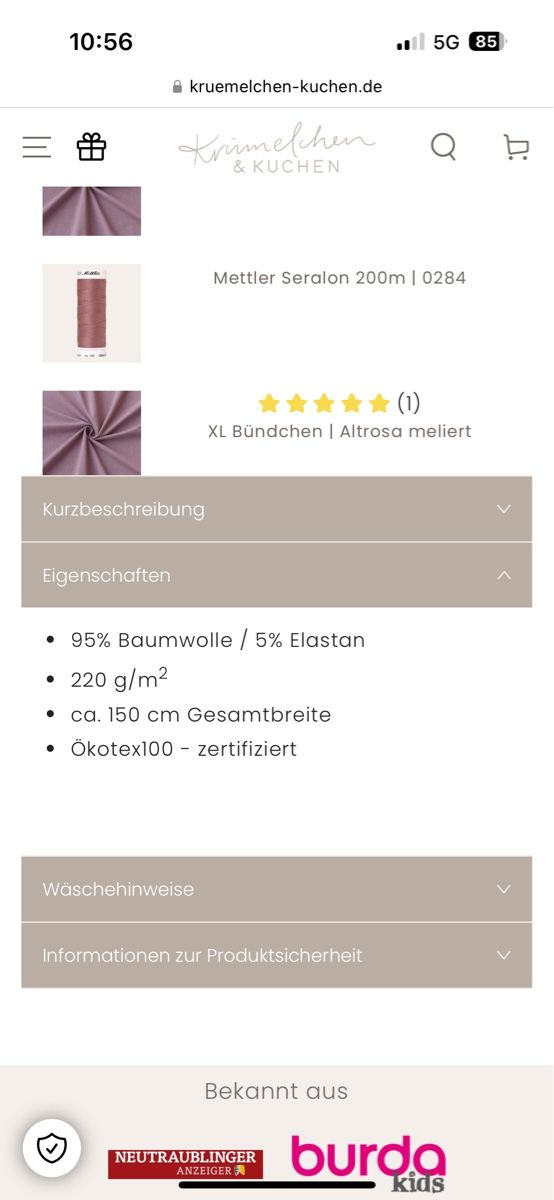 Tessuti: Jersey Stoff Alrosa – Nuovo (secondo la descrizione) da Olten venduto da hoe_g8v5 3