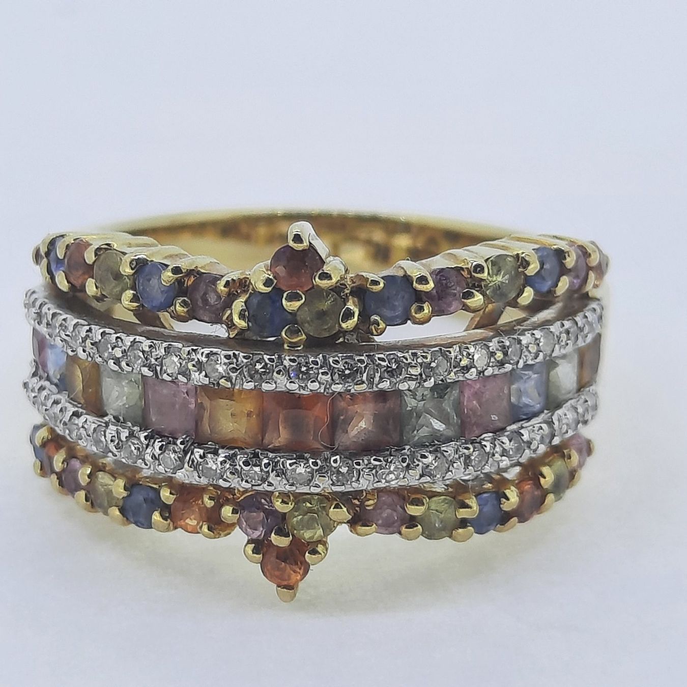 Anelli: Hochwertiger Goldring mit prächtigen Edelsteinen – Usato da Unterägeri venduto da Altgoldschmuck 7