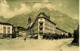 Glarus Bahnhofstrasse u. Burgstrasse - Ambulant 1910