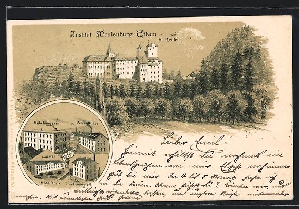 Cartoline postali: Litho Wikon b. Reiden, Institut Marienbu – Usato da Berlin venduto da bartko-reher