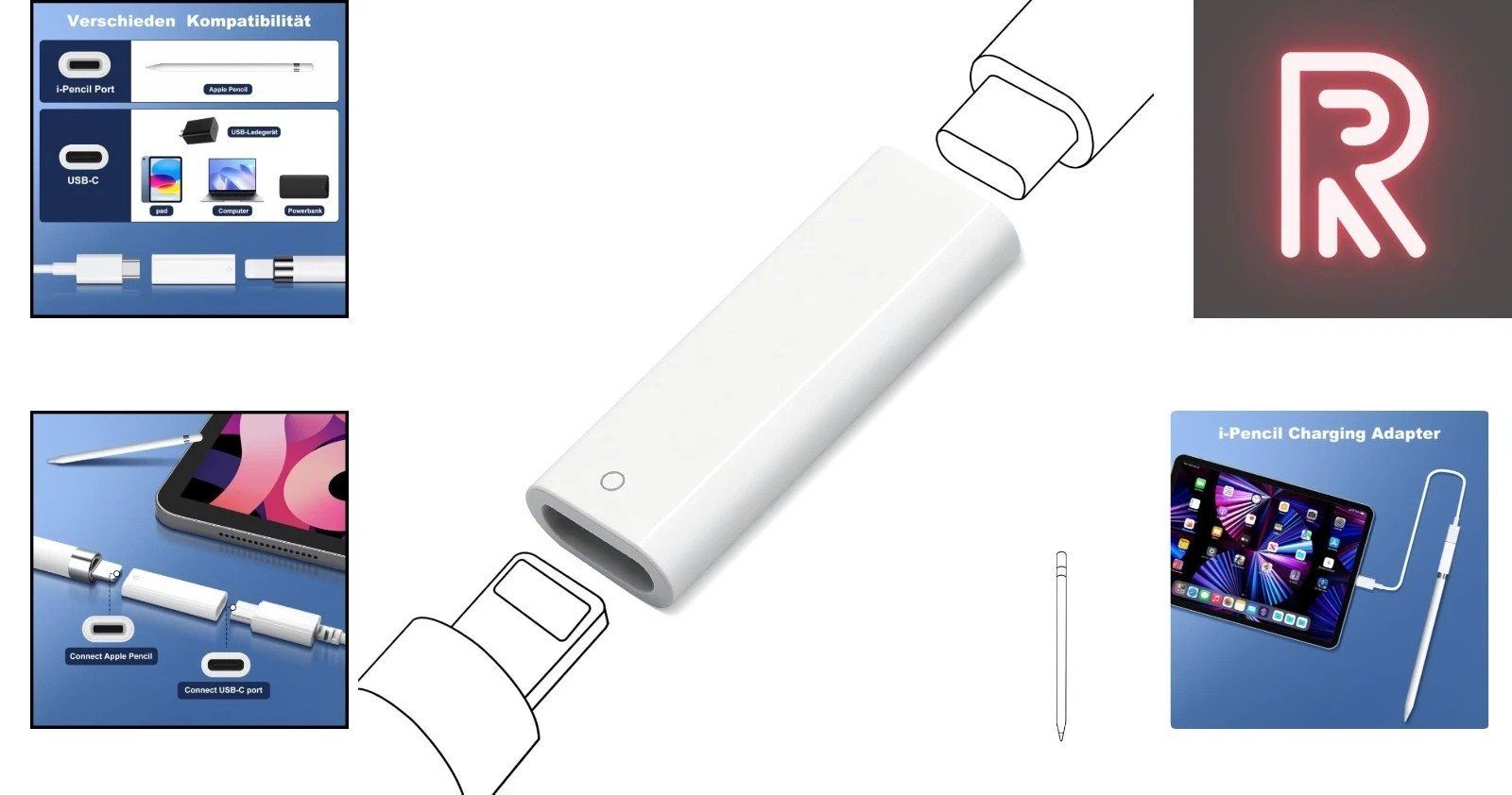 Unità & Adattatore: USB C Apple Pencil Adapter Lightning iPad 10th 11 – Nuovo (secondo la descrizione) da Kirchdorf AG venduto da Aarereussshop 3