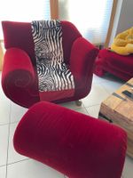Designer  Bretz Sofa Sessel 2 Kissen Hocker Decke komplett