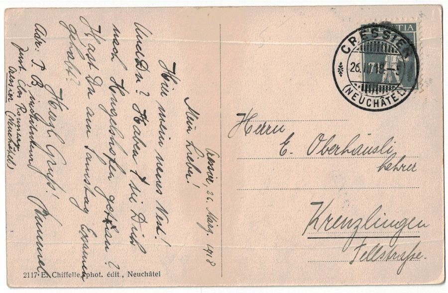 Cartoline postali: Cressier, Institut Clos-Rousseau, circulée 1918 – Usato da Frauenfeld venduto da POML 1