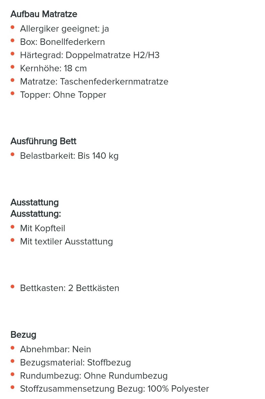 Letti: Boxspringbett Echtholz 160 x 200 cm – Nuovo (secondo la descrizione) da Hohenrain venduto da micaella82 3