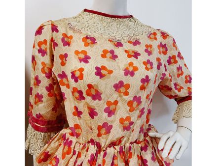 Kleid Party Abendkleid Gr. S Theater mit Spitzen VINTAGE 30s