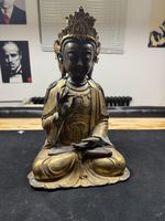 Buddha mit Krone Tibet Bronze mit 18K Goldanstrich