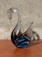 Elegant Murano Glass Swan Figurine - Blue and Clear