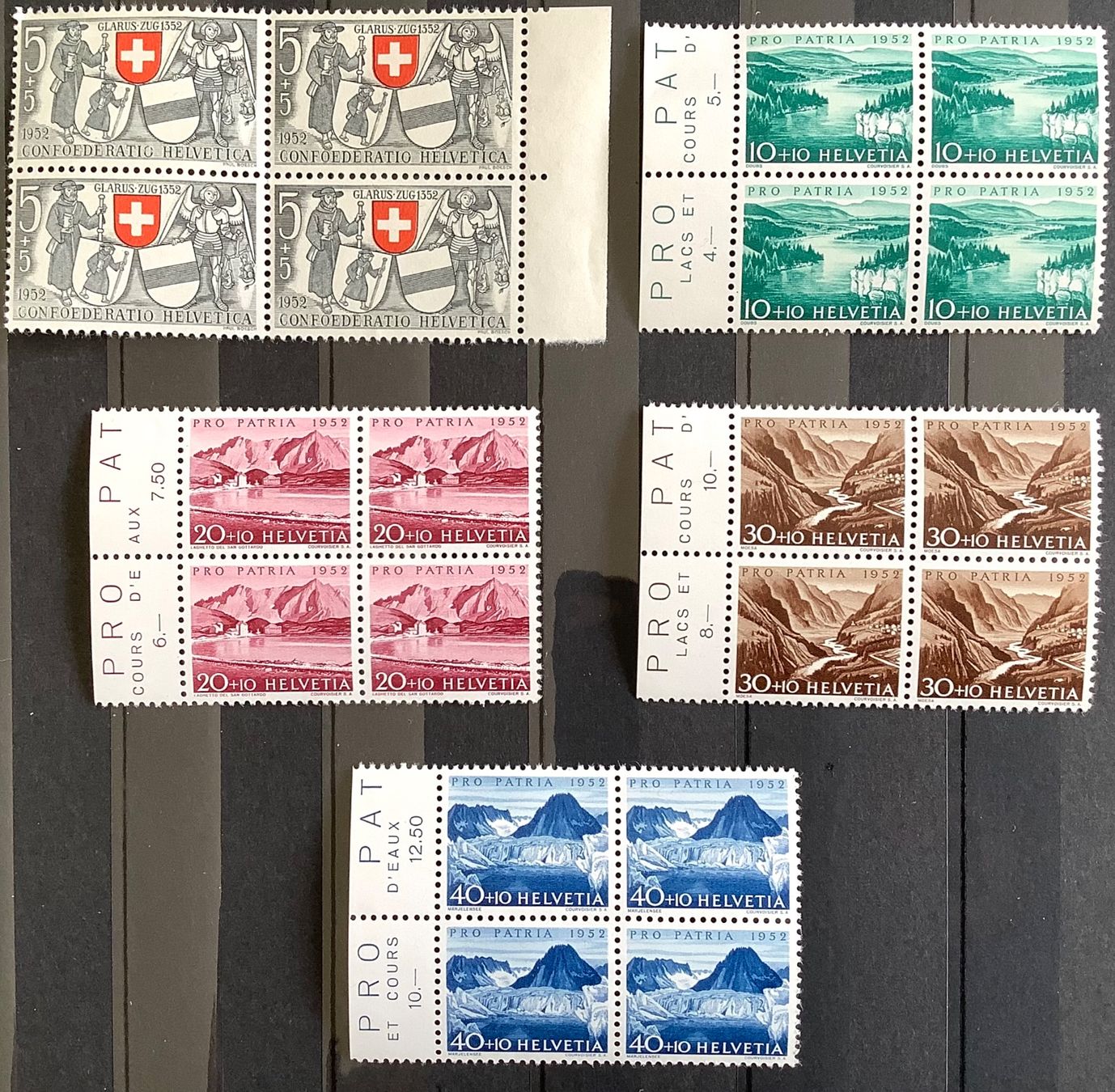Tutti i francobolli: 1952 Pro Patria Viererblock Satz Postfrisch ** – Nuovo (secondo la descrizione) da Liestal venduto da Skunk02