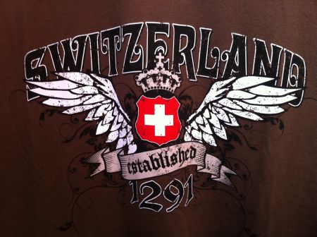 Switcher T Shirt Switzerland established 1291 cotton braun L
