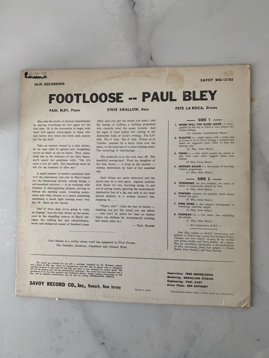 Dischi in vinile: Paul Bley(Pete LaRoca)Footloose – Usato da lausanne venduto da Ccheche 3