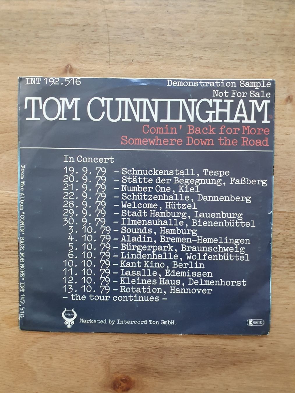 Vinyles: Tom Cunningham Comin' Back for More Vinyl Single 7 Zoll – D'occasion à Sirnach par dimitri1963 1