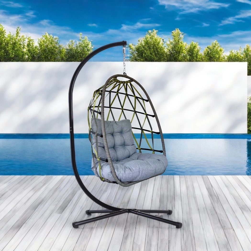 Gartenhängesitze: Hängesessel Diamond-Band Grau/Grün – Neu und originalverpackt aus Ermatingen von MyHappyHome 3