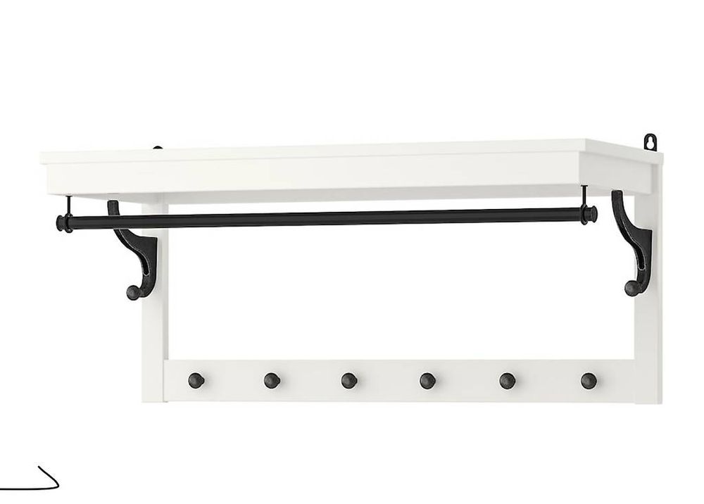 2 Stück Industrielle Wandrohr-Kleiderständer – Weiß, Metall, 35,6x12,7 Cm, Mit 5 Ablagen, Wandgarderobe Für Flur, Schlafzimmer & Schrank