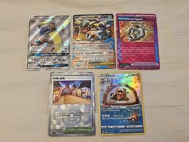 5 Pokemon Karten Set, Mega-Kangama EX, Gumshoos GX, Bibarel