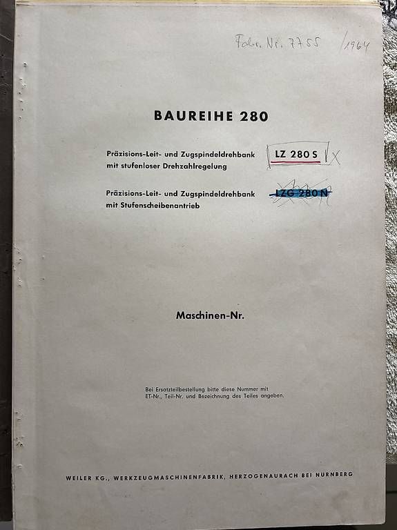 Tutte le macchine: Orginal Weiler drehbank 280 Anleitung  – Usato da Seedorf venduto da Zurfluh01 1
