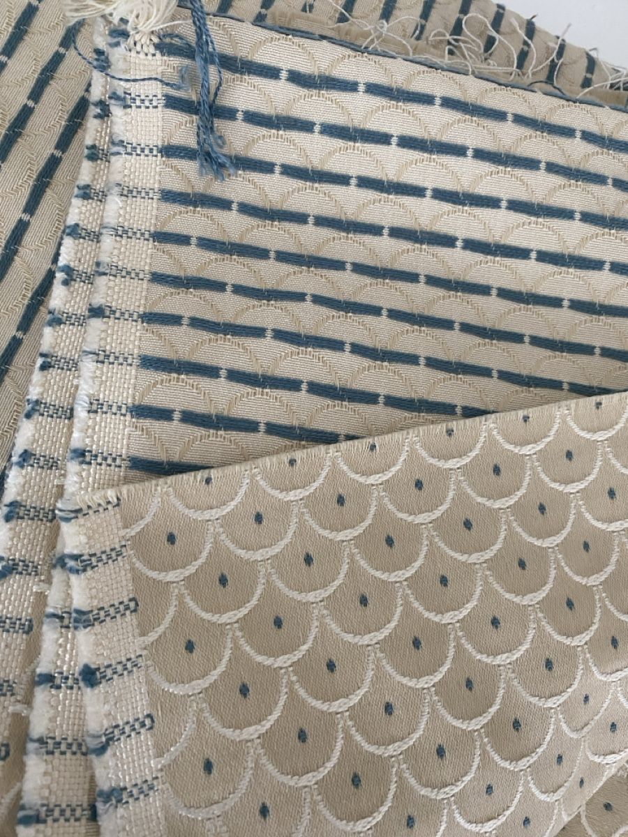 Stoffe: Stoff creme, blau mit Welle-Punkte ca137-176 – Neu (gemäss Beschreibung) aus Flawil von sonnengeist 5
