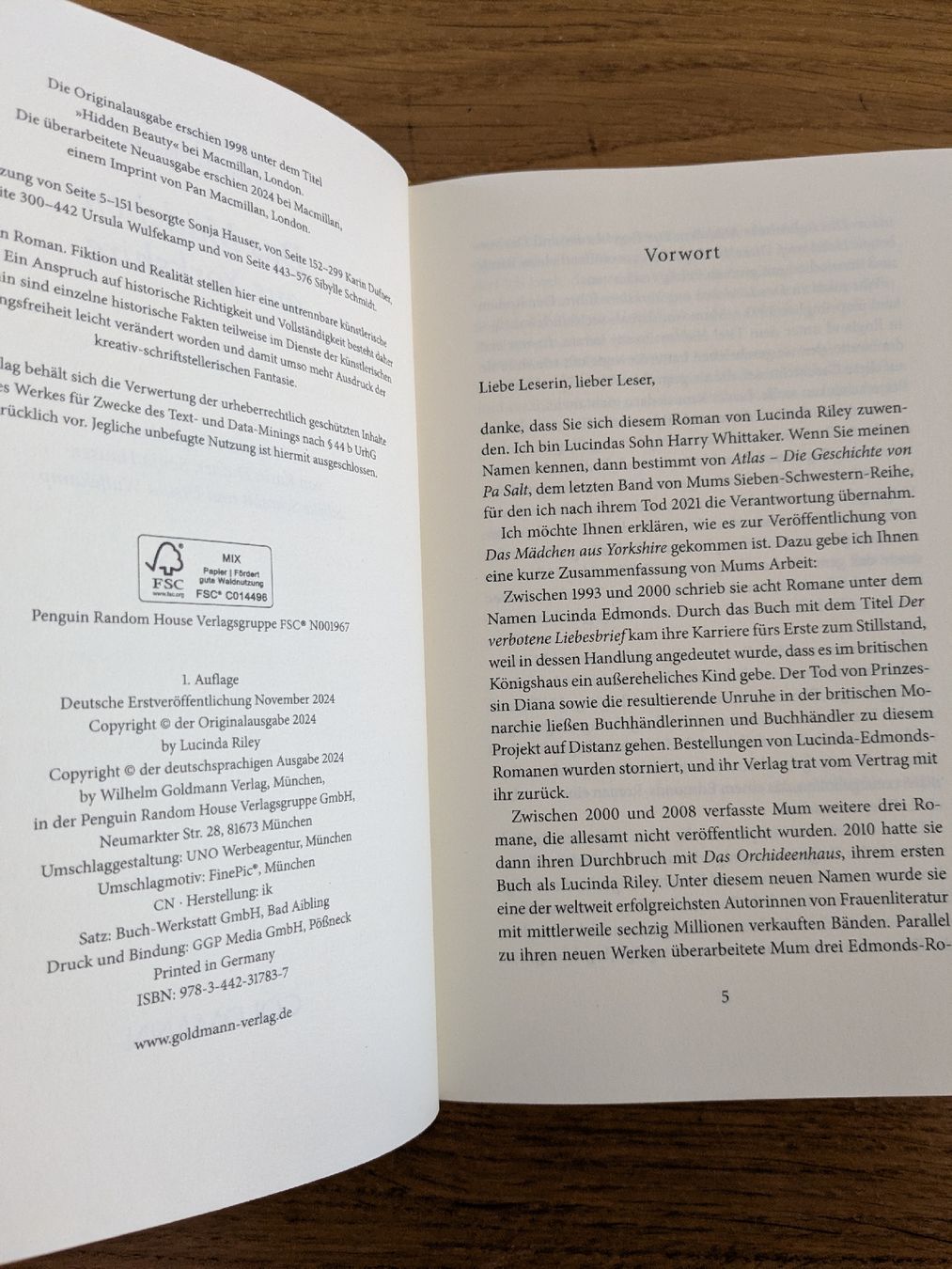 Libri: Lucinda Riley: Das Mädchen aus Yorkshire – Usato da Wohlen AG venduto da merkur0300 3