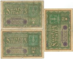 Deutschland 50 Mark 24.06.1919 P66 3 Stück - Reihen: 1, 2, 4