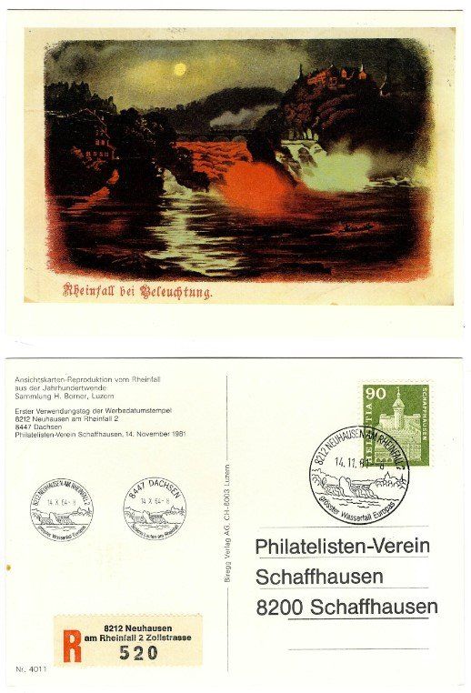 Alle Briefmarken: Rheinfallkarte 4011_2 Einschreiben – Gebraucht aus Buttikon SZ von Marcelr