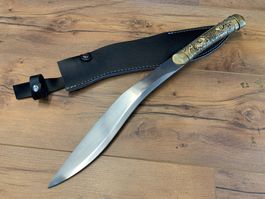 Elegantes Kukri Messer verziertem Relief-Messinggriff 52cm