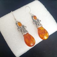 Hängeohrringe aus 925er Sterling Silber mit Bernstein 