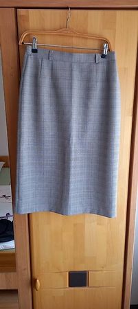 Elegante Damen Rock, Gr. 38, Bleistiftrock, Grau Kariert