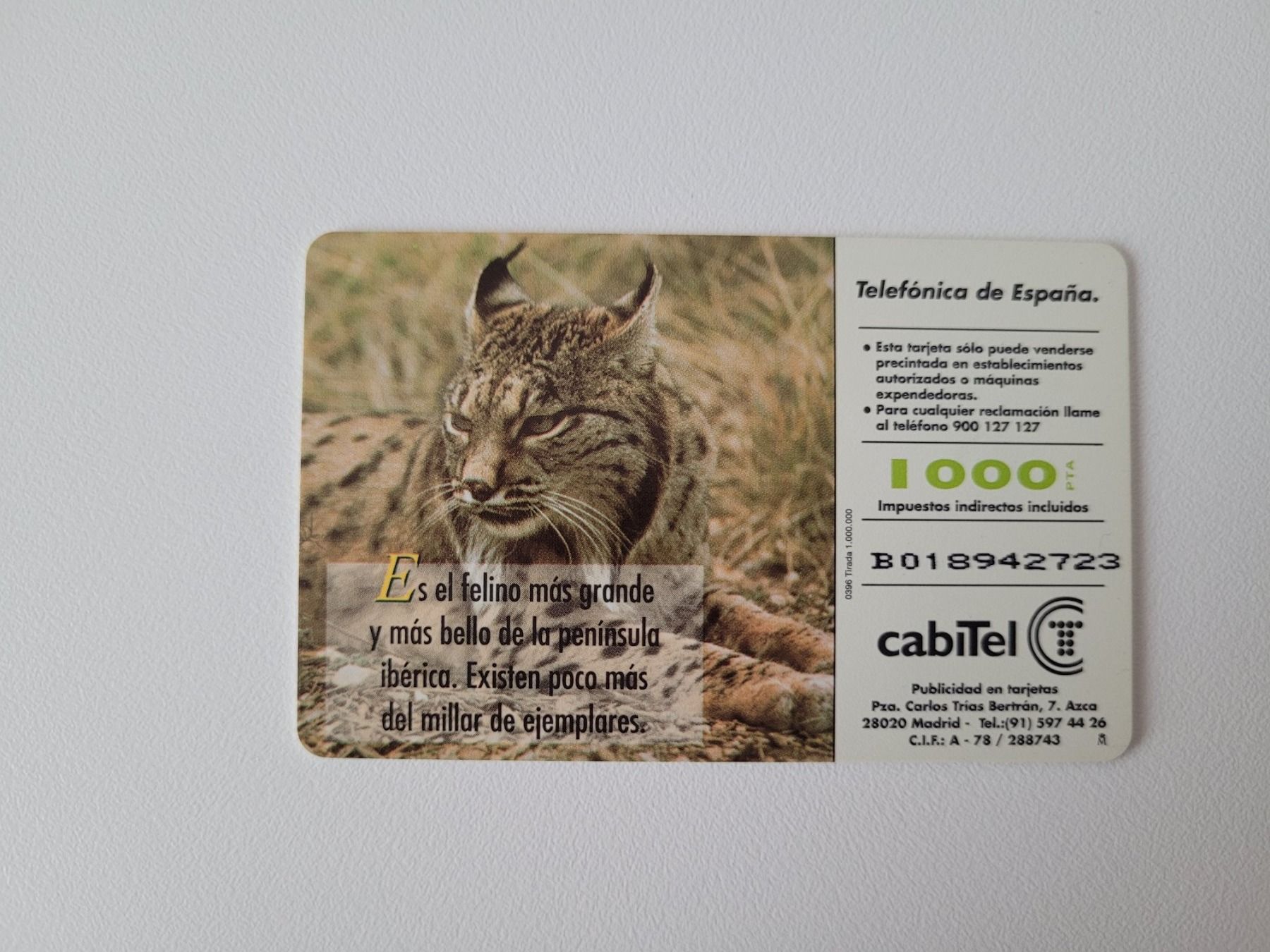 Telefon- & Taxkarten: Telefonkarte Spanien "Luchs" – Gebraucht aus Inwil von Flower2325 1