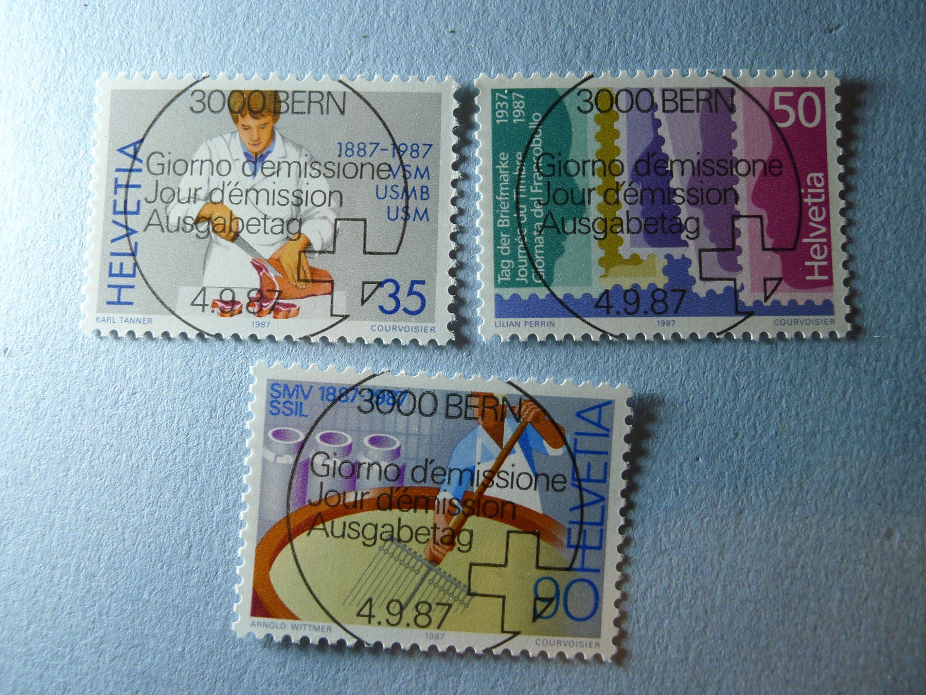 Alle Briefmarken: 1987 Sonderpostmarken 750-752 ET Voll – Gebraucht aus Dagmersellen von sli72